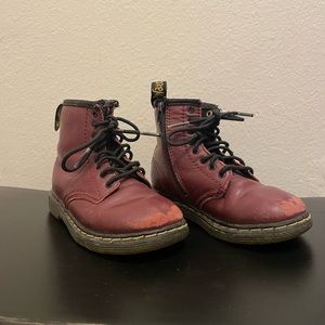 Dr. Martens Brooklee Toddler lace up boots Size 8 Burgundy Maroon